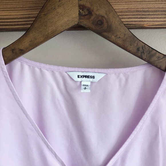 Express Zippered Lavender Short Sleeve Top - Picture 3 of 6